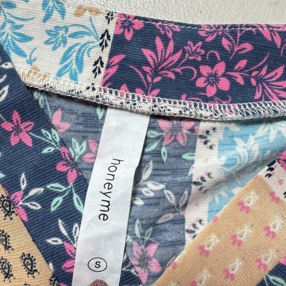 Honeyme Patchwork‎ Top Womens Small Boho Tank Floral Print Shirt Sleeveless - Picture 3 of 6